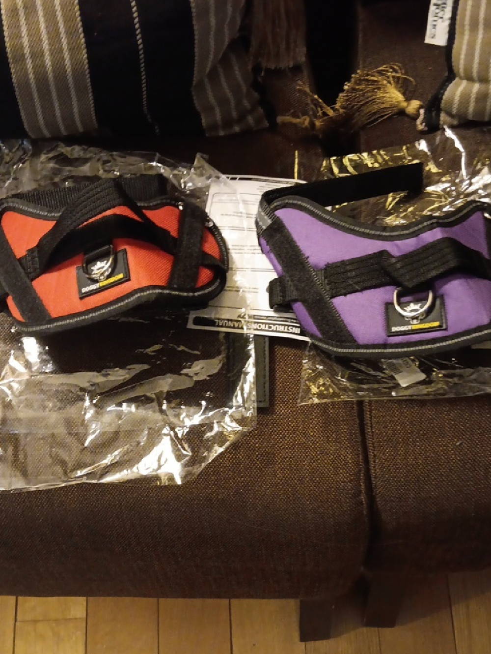 Dual-Pack No-Pull Dog Harnesses in Purple and Red - Adjustable Comfort Set